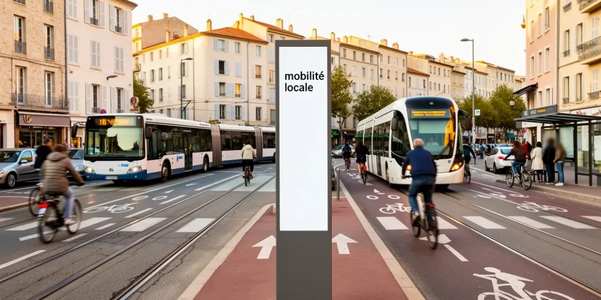 Vue ville Aix-Marseille mobilité locale bus tramways pistes cyclables