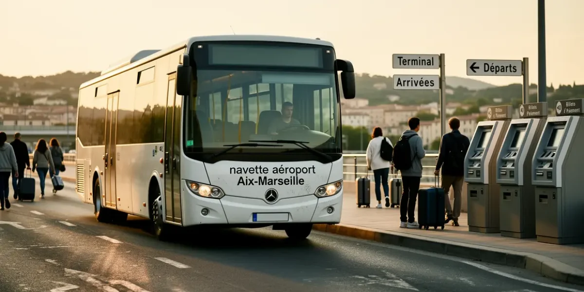 navette aeroport Aix-Marseille devant terminal voyageurs urbains