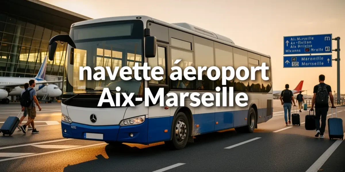 navette aéroport Aix-Marseille silhouettes voyageurs valises