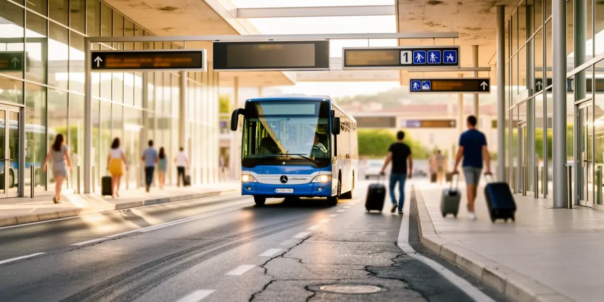 image navette aeroport Aix Marseille devant gare routiere