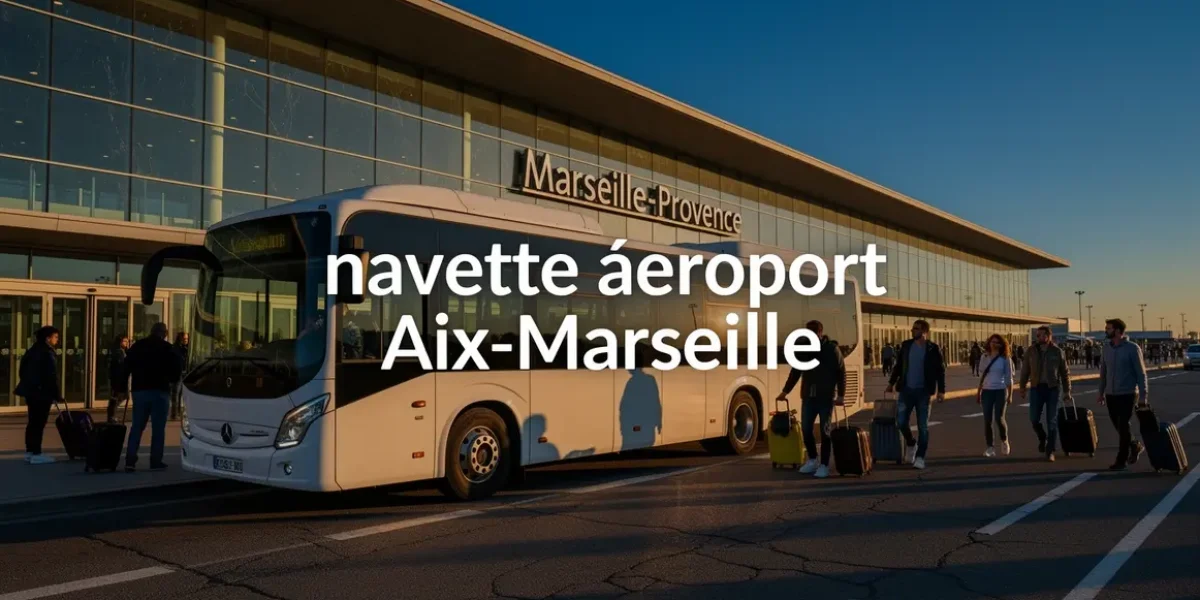 Navette aéroport Aix-Marseille devant terminal voyageurs valises