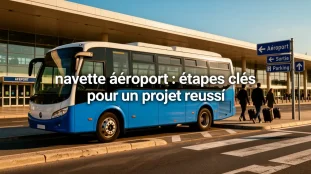 Minibus navette aeroport Aix Marseille devant terminal