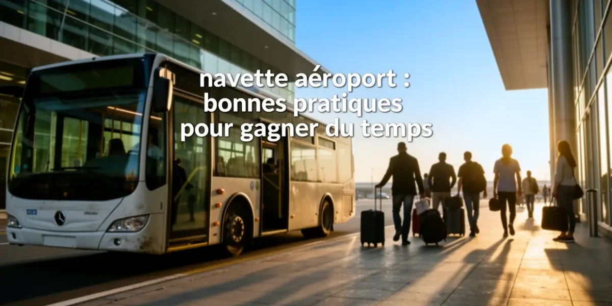 navette aeroport devant terminal voyageurs matin ambiance urbaine