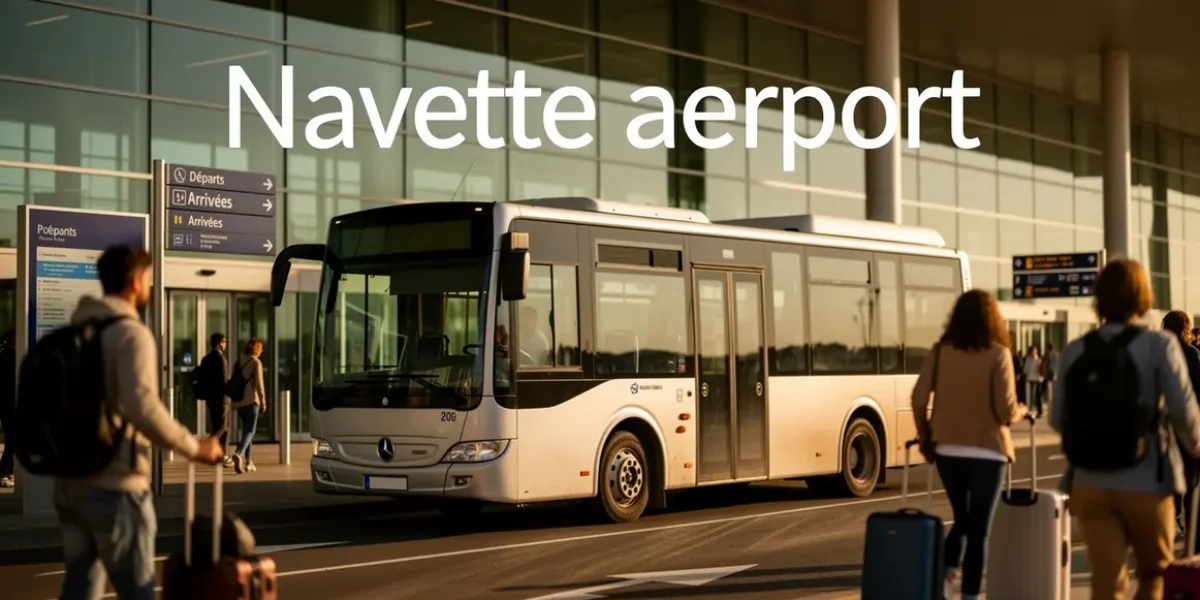 Scène navette aeroport voyageurs terminal bus