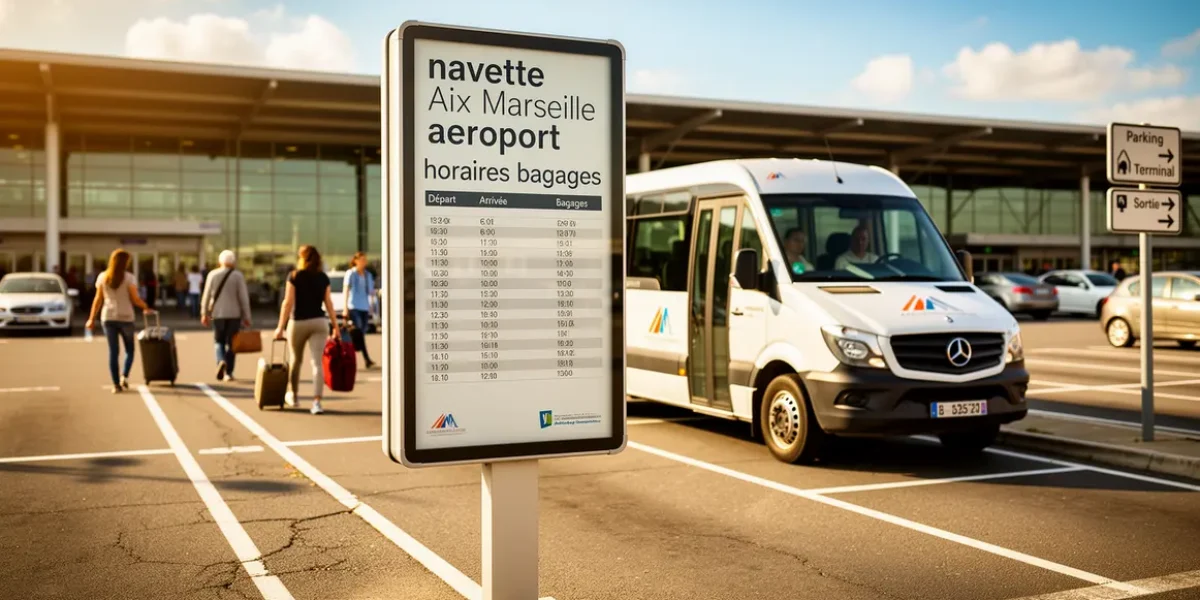 Navette Aix Marseille aéroport parking voyageurs valises horaires