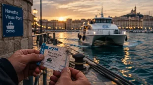 Navette pointe rouge vieux port, ticket RTM à bord