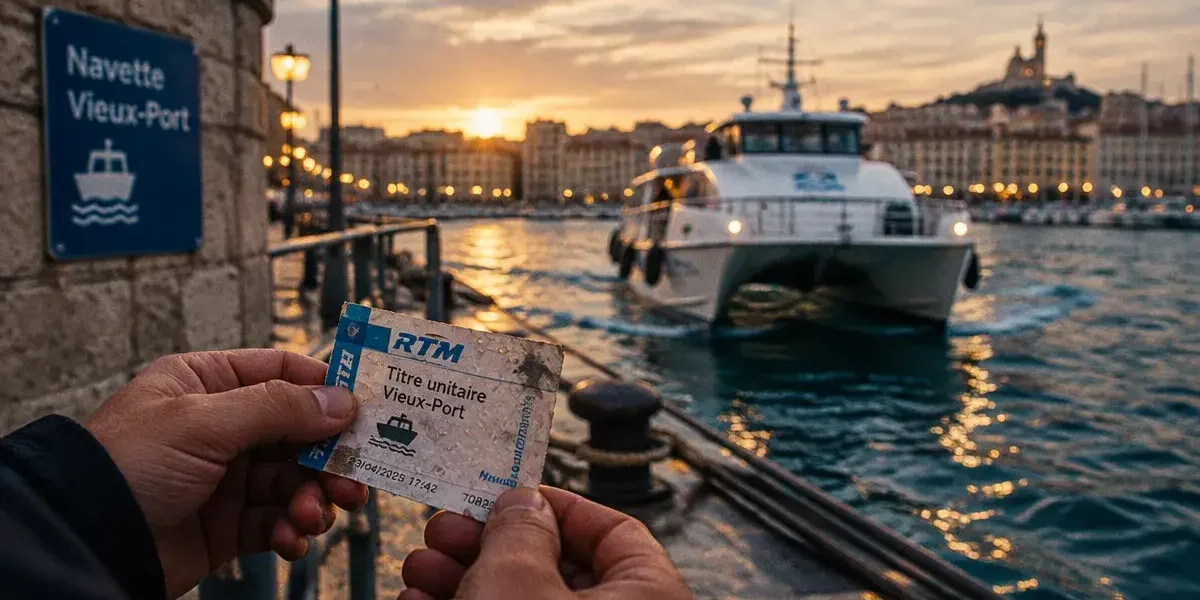 Navette pointe rouge vieux port, ticket RTM à bord