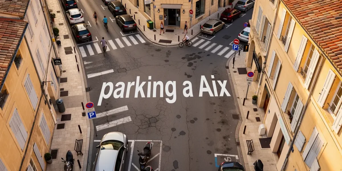 Vue centre ville Aix voitures stationnees parking