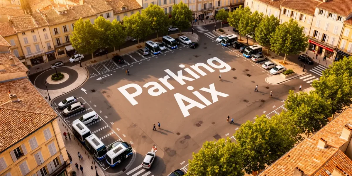 Vue aérienne parking Aix stationnement public navette