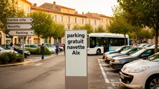 Parking gratuit navette Aix-en-Provence avec bus et panneaux