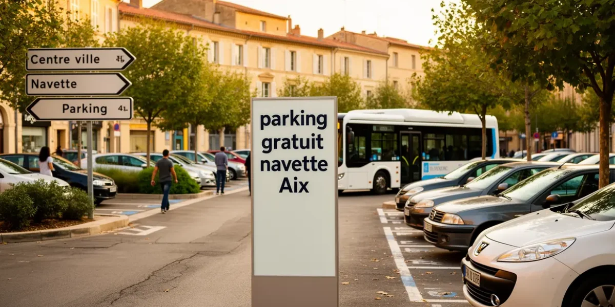 Parking gratuit navette Aix-en-Provence avec bus et panneaux
