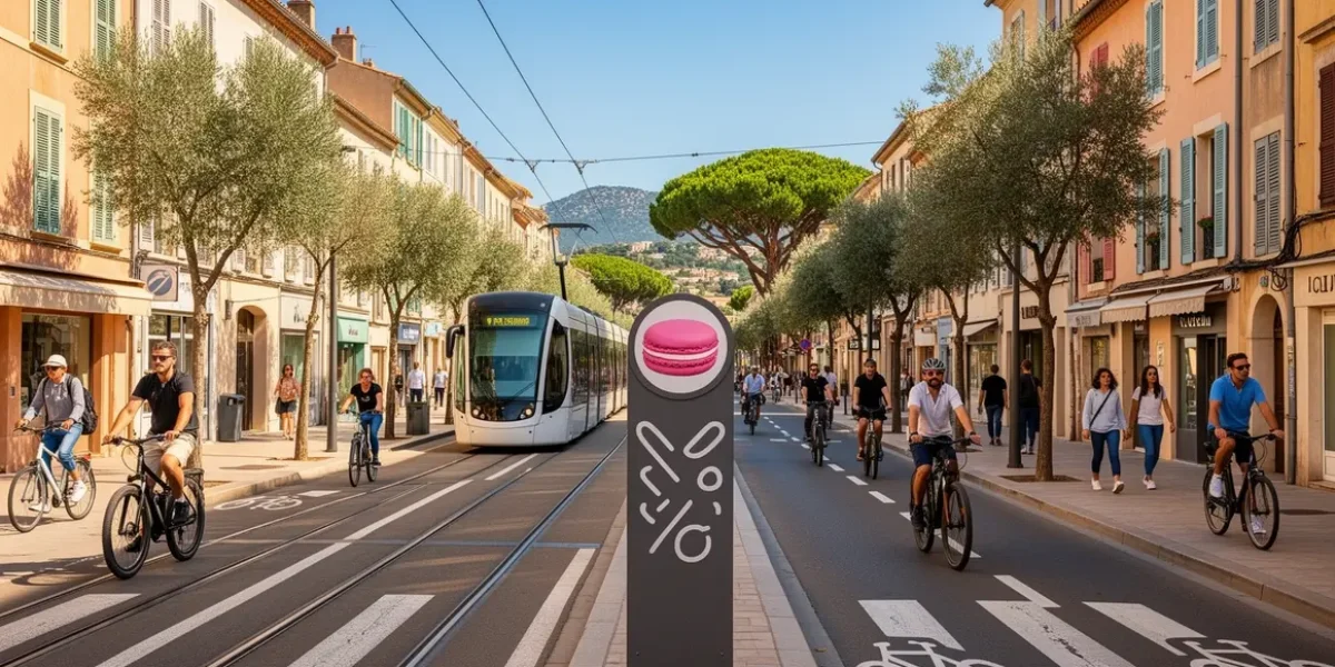 Ville provençale moderne tramway vélos sans voiture