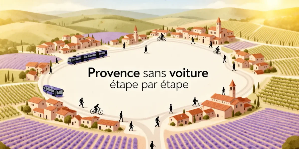 Carte stylisée Provence sans voiture, trains, bus, vélo