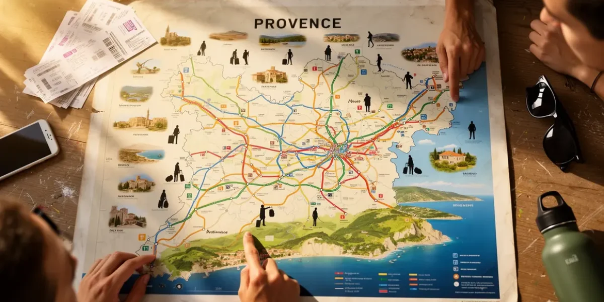 Carte Provence sans voiture, lignes transport et paysages