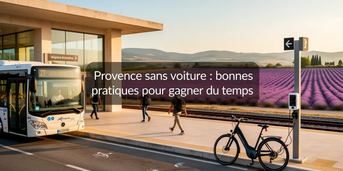 gare moderne Provence bus velo lavande sans voiture