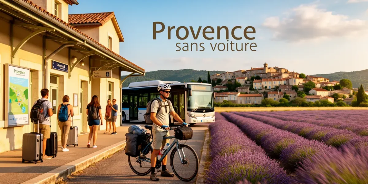 Provence sans voiture gare bus vélo lavande village