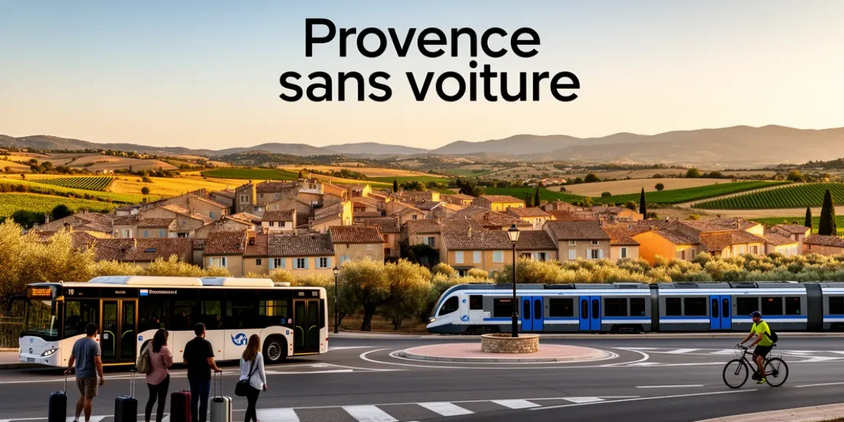 panorama ville campagne Provence sans voiture avec transports bus train vélo