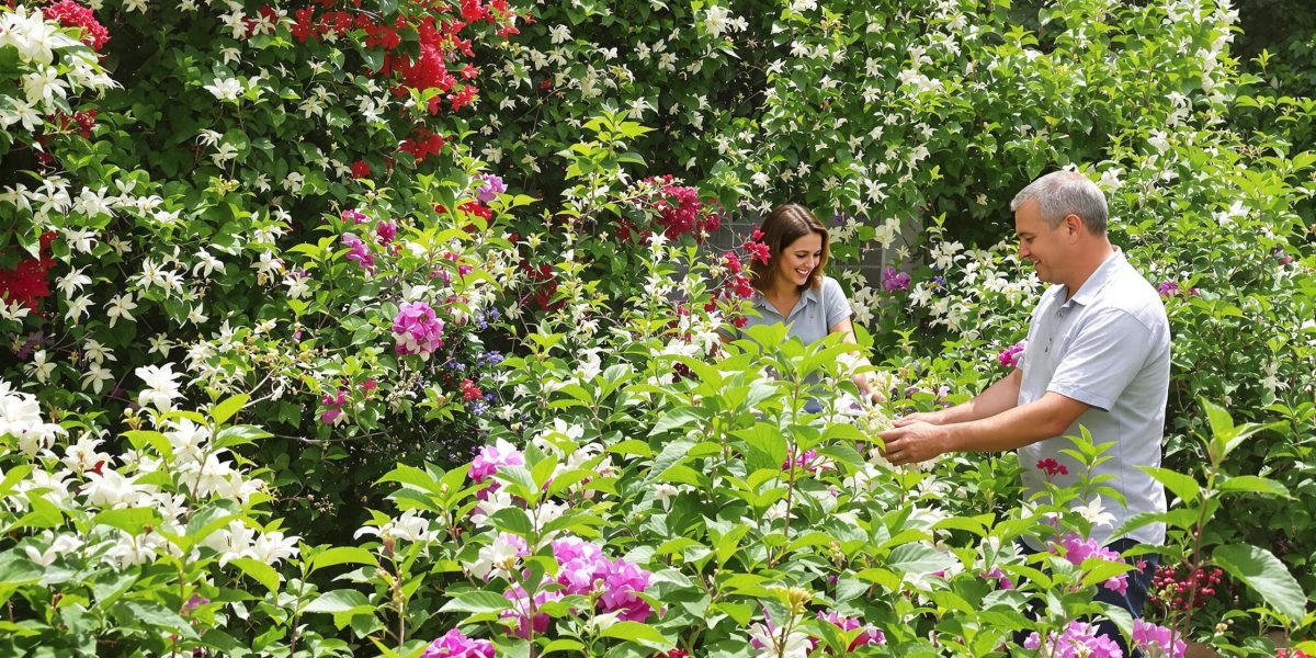 couple dans un jardin l’uxuriant