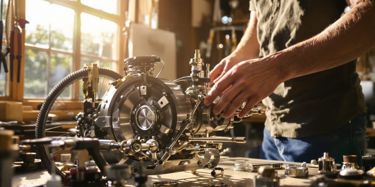 Un vélo roule grâce à un vieux moteur