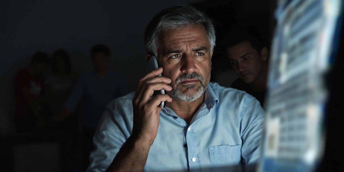 homme au téléphone inquiet