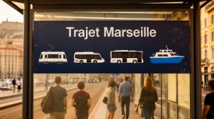 Planche transport urbain Marseille metro tram bus navette