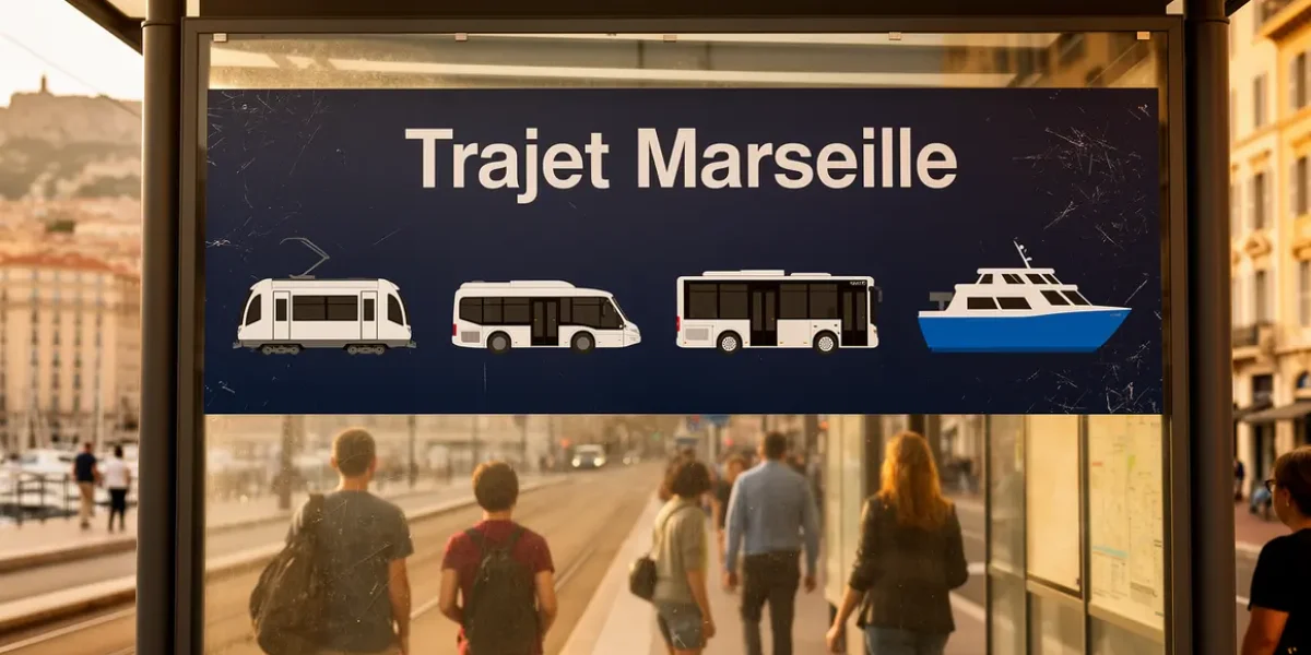 Planche transport urbain Marseille metro tram bus navette
