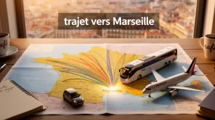 Trajet vers Marseille carte transport