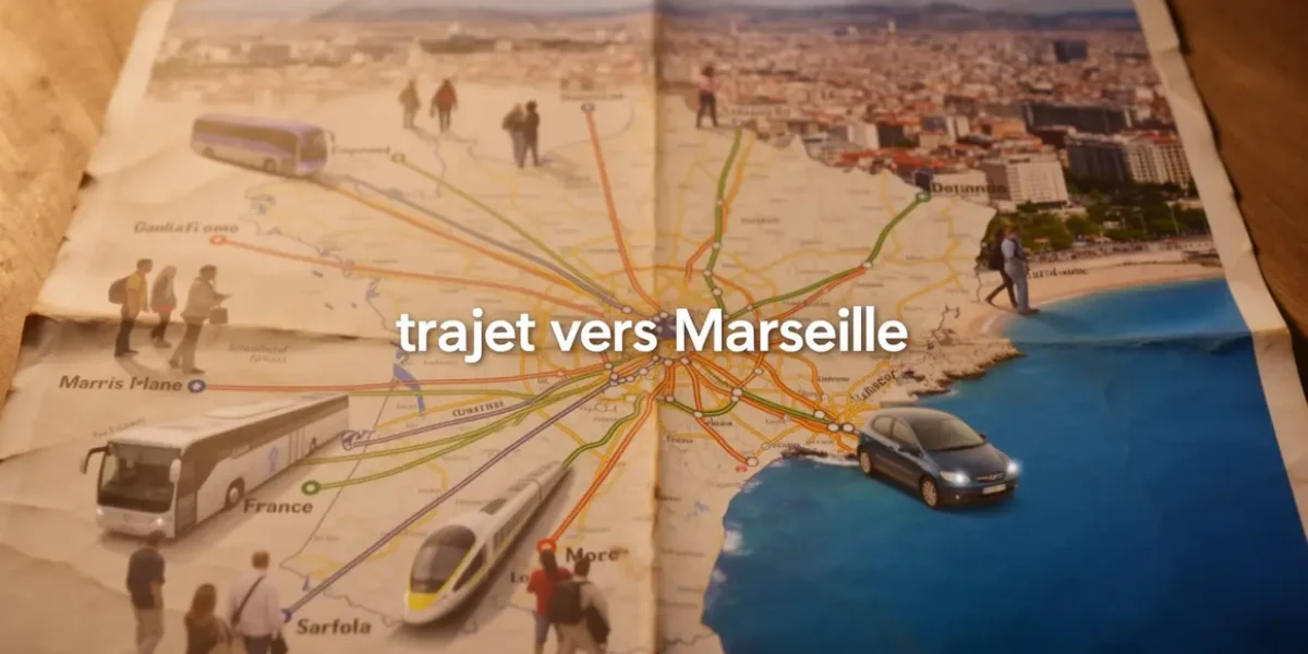 Carte routiere trajet Marseille avec voyageurs bus train voiture