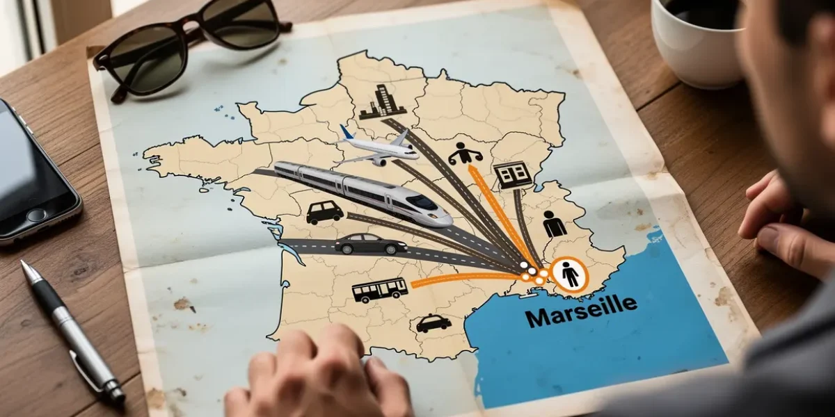 carte routiere de france avec moyens de transport vers marseille