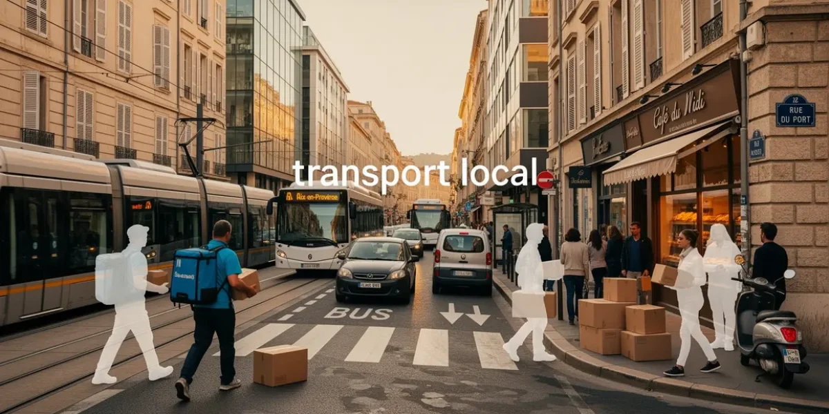 vue centre urbain Aix Marseille avec transports locaux