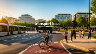 Vue urbaine Aix Marseille tramway bus vélo mobilité durable