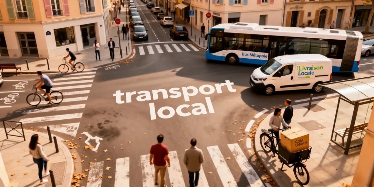 Scène transport local Aix Marseille bus vélo cargo