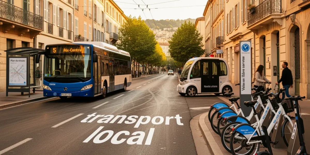 Zone urbaine Aix ou Marseille avec transports divers