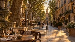 Visite aix en provence sur le Cours Mirabeau, fontaine et vieille ville