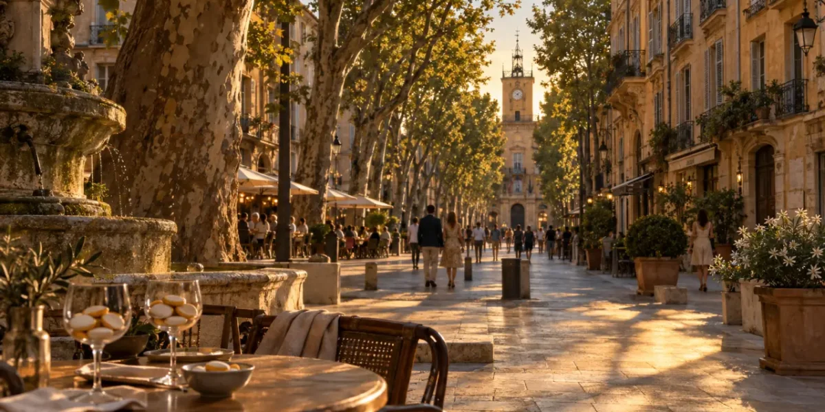 Visite aix en provence sur le Cours Mirabeau, fontaine et vieille ville