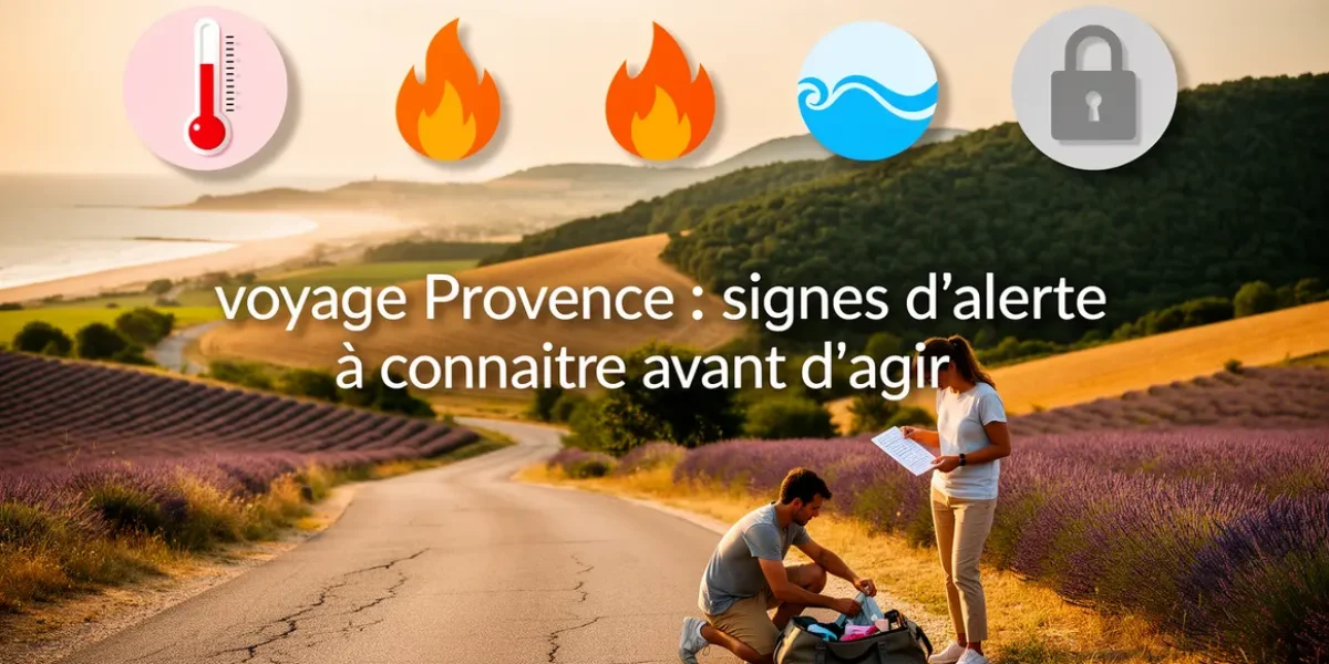 Paysage Provence pictogrammes alertes voyage sécurité